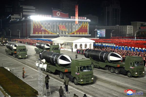 Missiles paraded through the street at rally in January 2021.