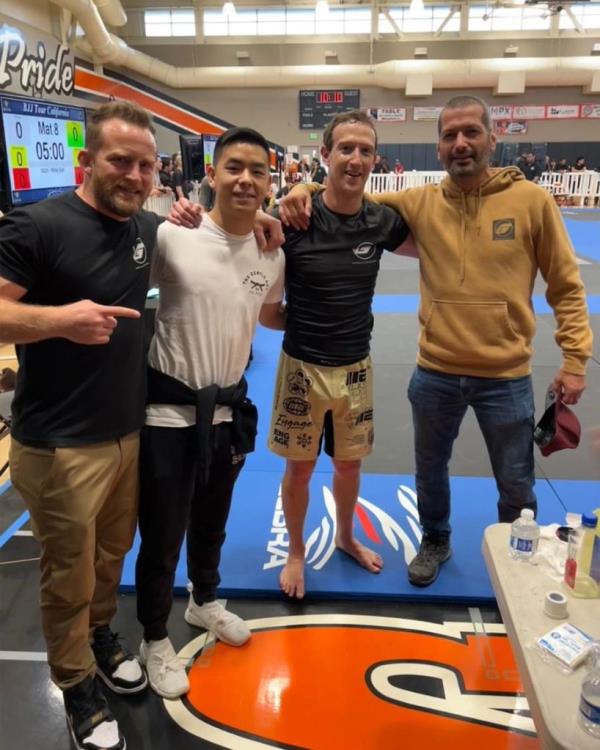 Zuckerberg posted a photo with his trainers. Pictured L-R: James Terry, Khai 