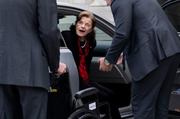 Feinstein, who was being maneuvered through the Senate in a wheelchair pushed by a staffer, also told a reporter that she was “feeling fine” but had “a problem with the leg.” 