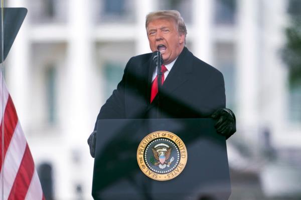 Former President Do<em></em>nald Trump addressing a crowd of his supporters at the Ellipse on Jan. 6, 2021. 